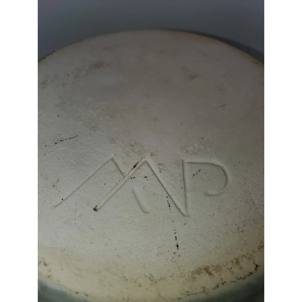 Vintage MP Studio Pottery Stoneware Mixing Bowl Gray Diamond Farmhouse 8.5